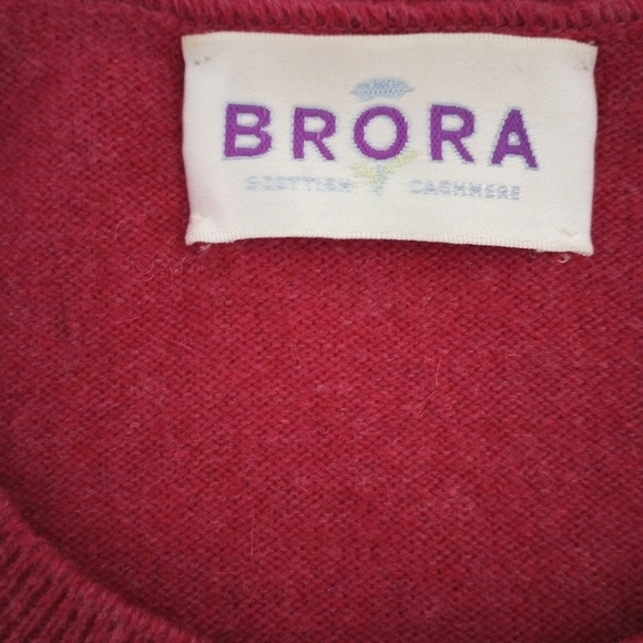 Up-Cycled Brora Scottish Cashmere Crewneck Sweater Dark Berry Pink - Picture 11 of 13